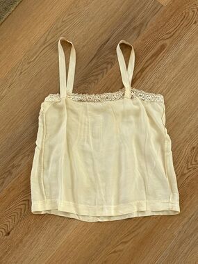 UNREAL Antique Edwardian Lace Trim Silk Camisole